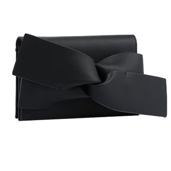 Oversized Tie Detail Leather Clutch - Picture 1 of 7